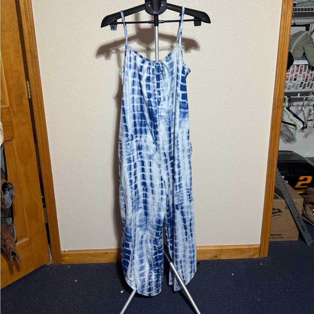SHEIN‎ Blue and White Tie-Dye Kids One Piece Jumpsuit